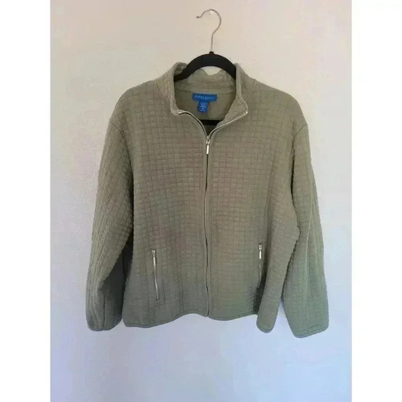 Karen Scott Sport Womens Quilted Green Zip Up‎ Sweater size XL #10 - Picture 1 of 4